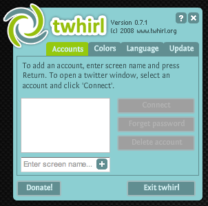 Twhirl Account Screen